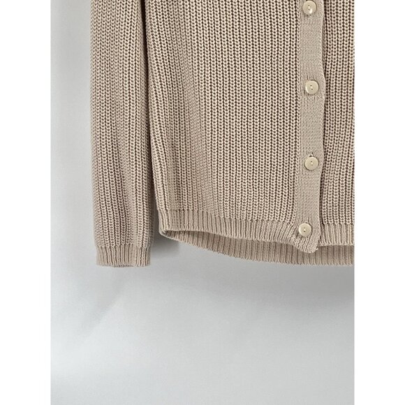 Serendipity Organics Cardigan Cropped Knit Ribbed Button Cream Sz XS Classic - Picture 2 of 5